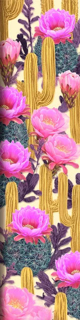 Free flower bookmark featuring pink flowers and desert cacti